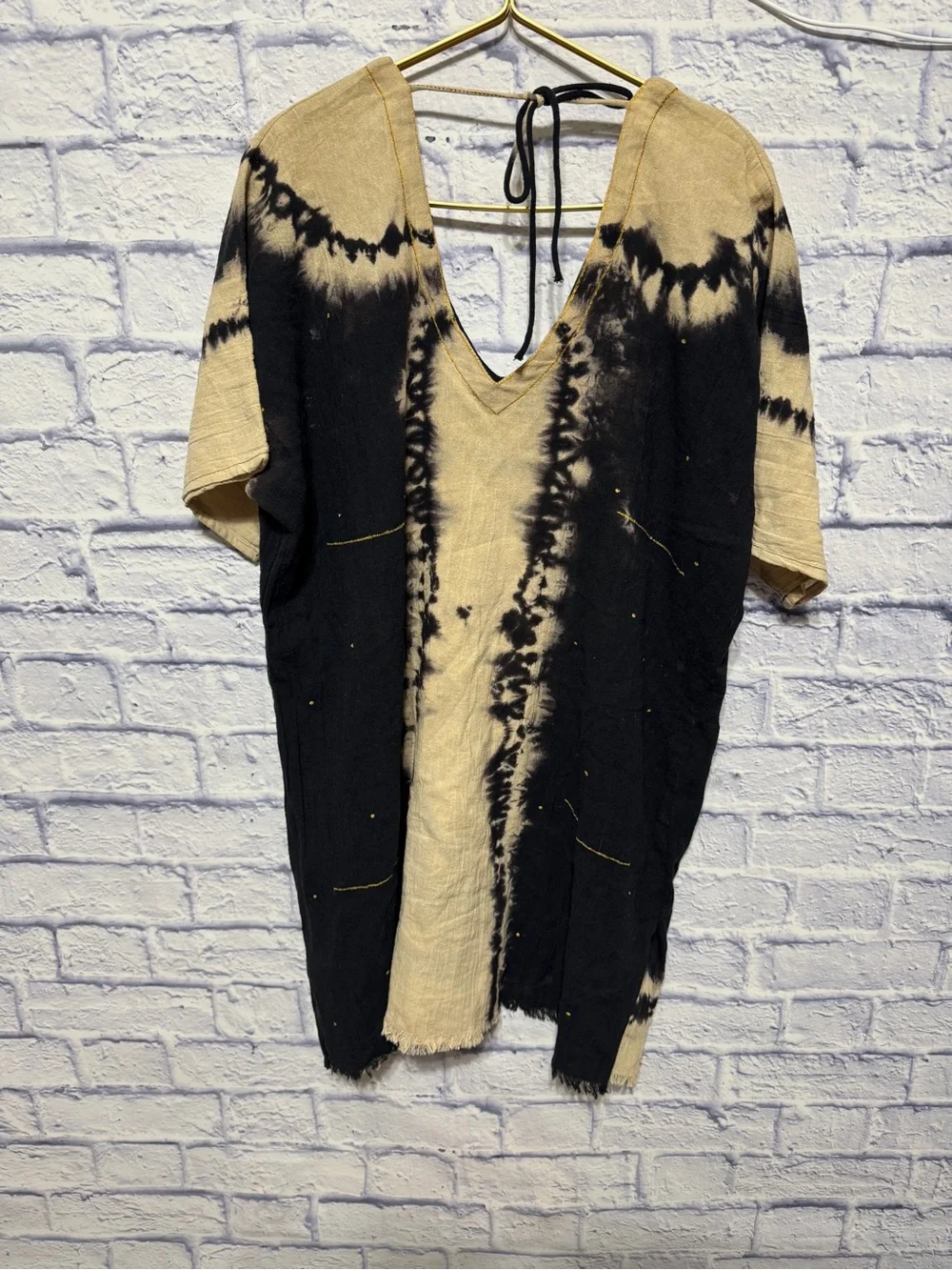 Natural Life Sayulita Kaftan heart tie dye tunic one size gauze summer beach